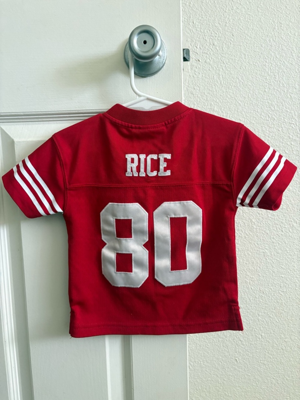Mitchell & Ness Red Kids Short-Sleeve Football Jersey with White 80